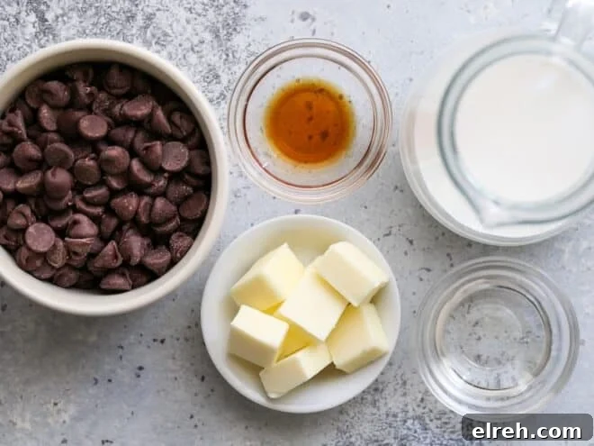 just 5 ingredients needed for this hot fudge sauce