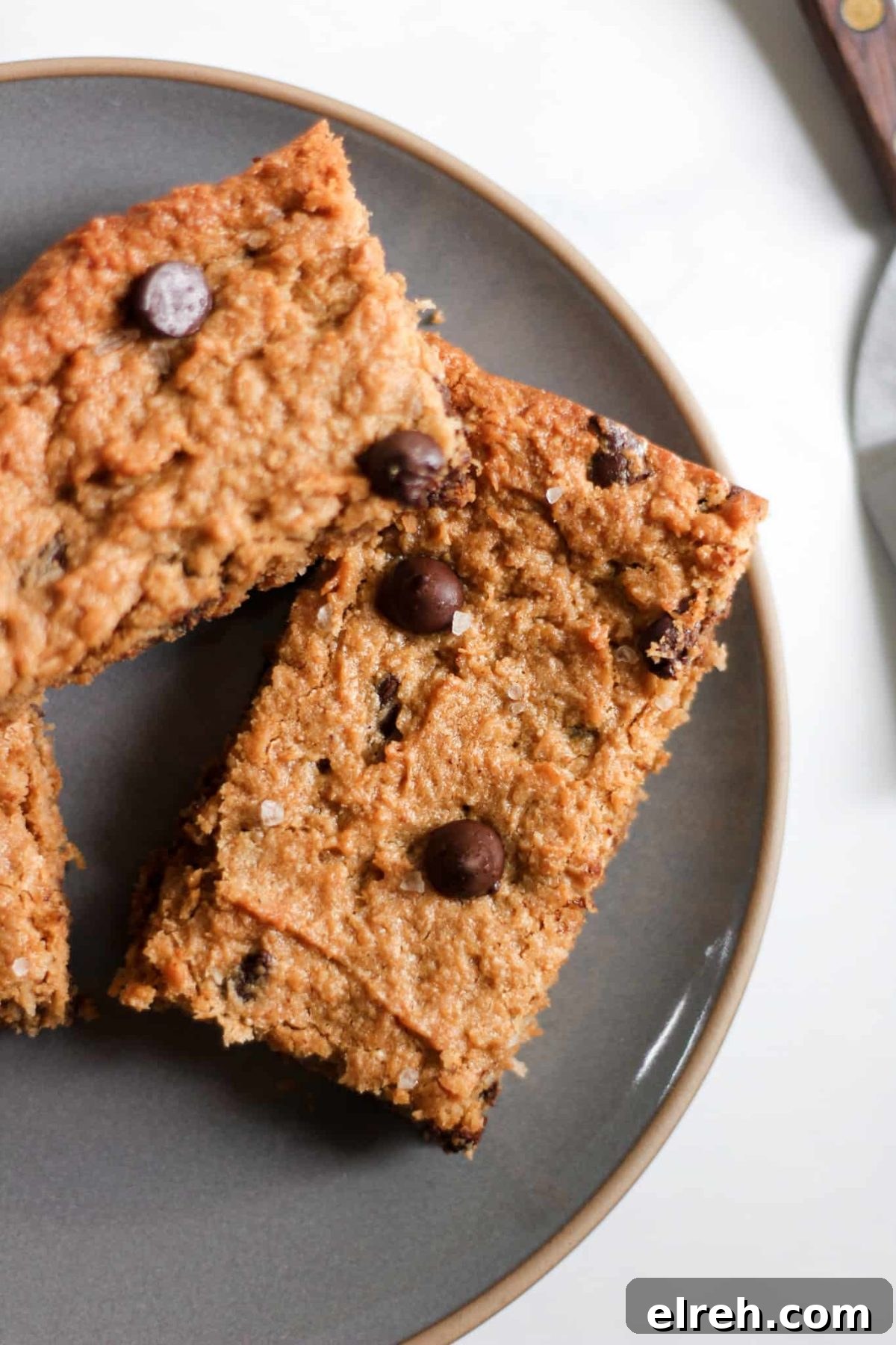 Healthy Chocolate Chip Coconut Cookie Bars Plate of Healthy Cookie Dessert Bars