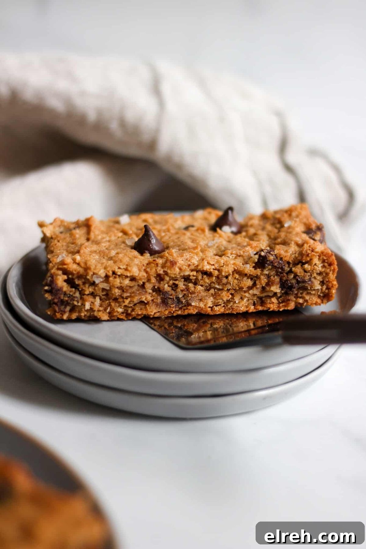 Healthy Chocolate Chip Coconut Flake Cookie Bars Plate of Healthy Cookie Dessert Bars