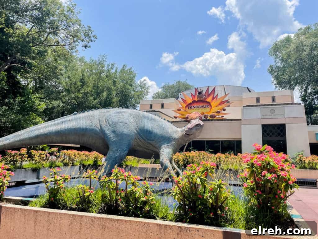 Dinosaur entrance and ride building at Animal Kingdom.