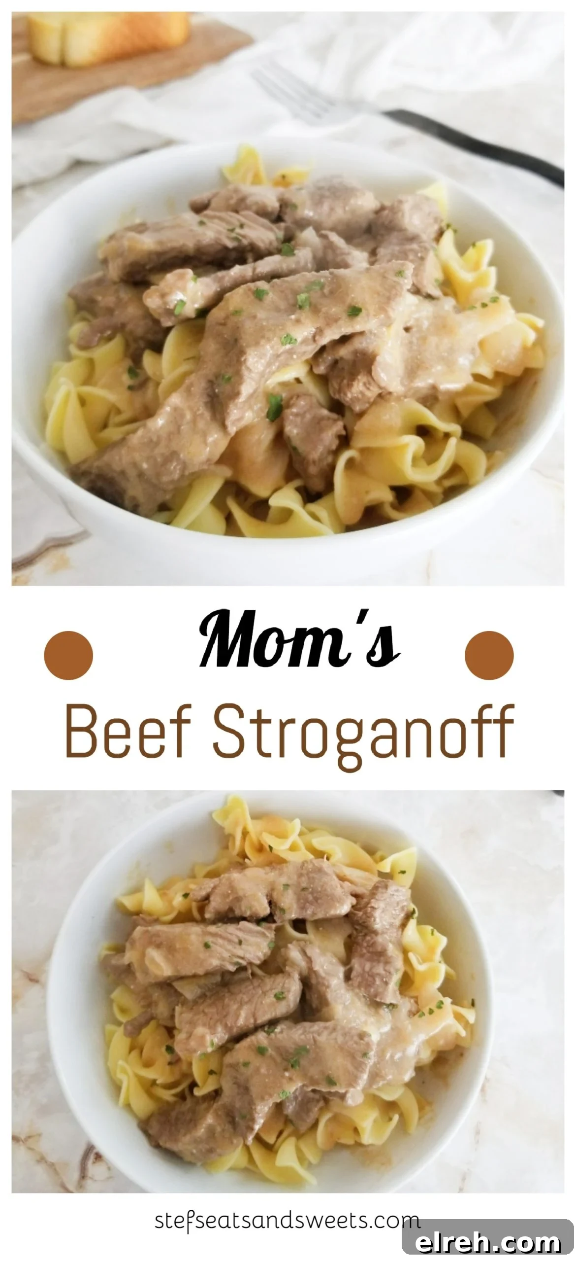 Mom's Beef Stroganoff Pinterest Collage Mom's Beef Stroganoff Pinterest Collage