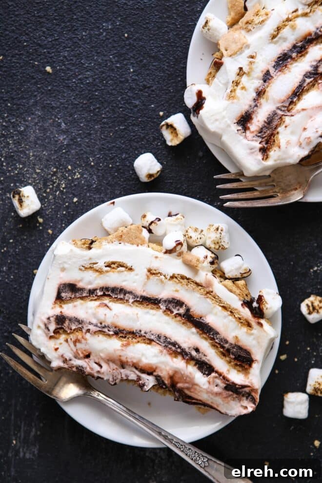No-Bake S'mores Icebox Cake Recipe 6 No- campfire required for this S'mores No-Bake Icebox Cake!