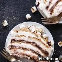 No- campfire required for these slices of S'mores No-Bake Icebox Cake!