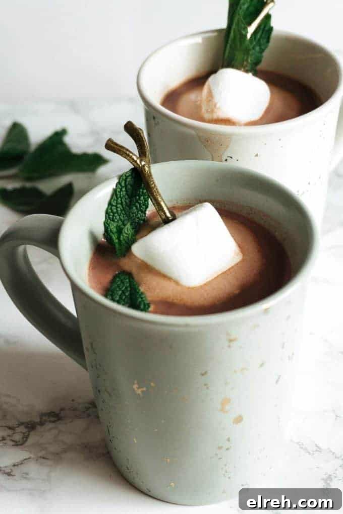 Creme de Menthe Hot Chocolate Recipe 2 two mugs of boozy mint hot chocolate