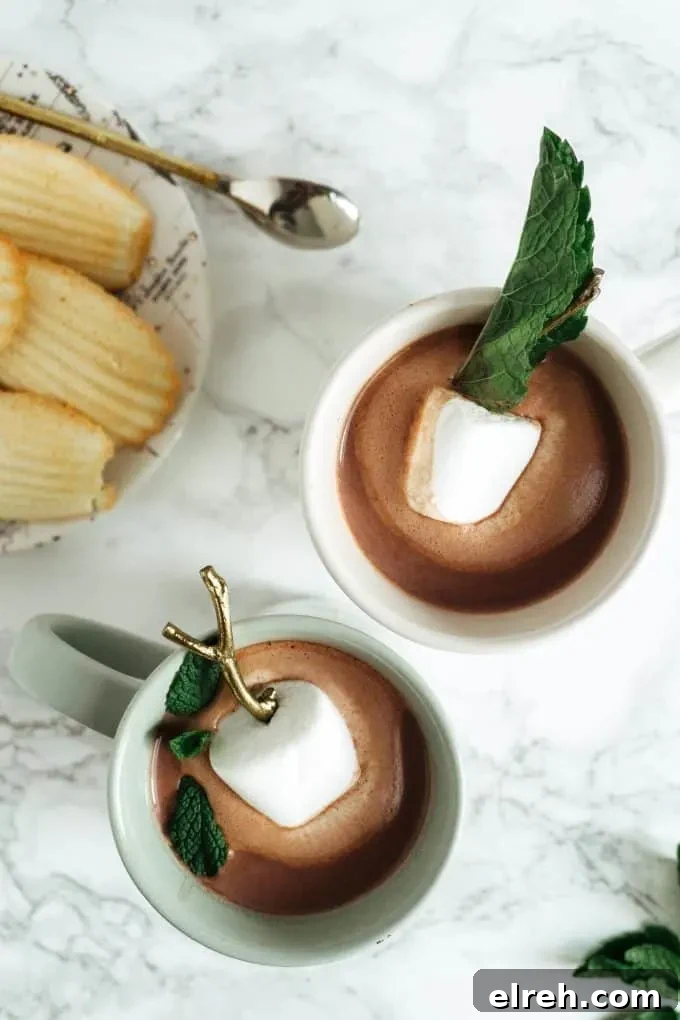 Creme de Menthe Hot Chocolate Recipe 5 boozy mint hot chocolate being prepared