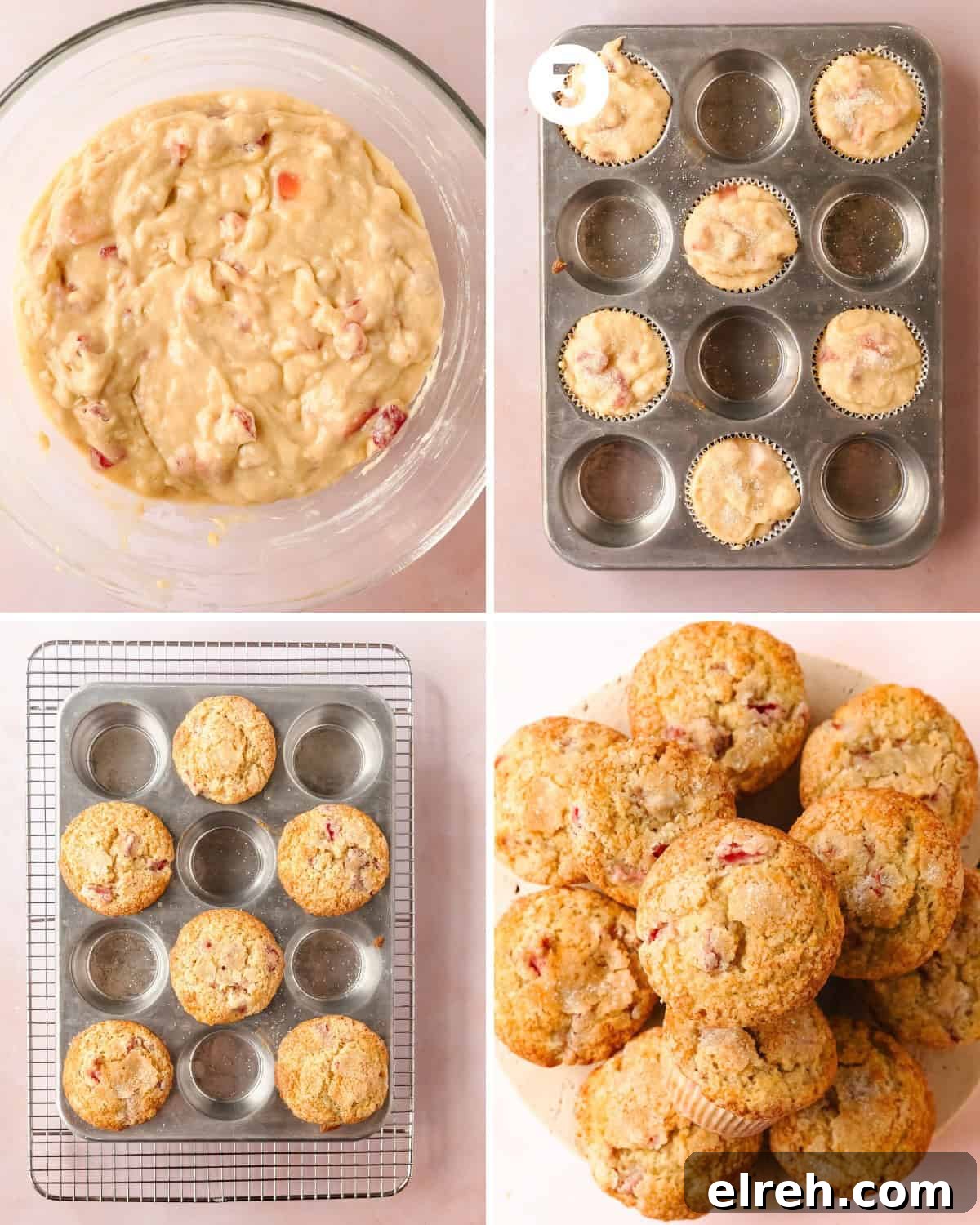 Moist Strawberry Banana Muffins Recipe 6 Use a 3 tablespoon sized cookie scoop to scoop the strawberry buttermilk muffin batter into each of the muffin liners, alternating every other cup. Bake the muffins at 425 F (205 C) for 10 minutes, then reduce the temperature to 375 (190 C) and bake an additional 8 -10 minutes. Do not open the oven door to reduce the temperature. The muffins will bake for about 18 - 20 minutes total. The muffins are done when a toothpick inserted into the center comes about with a few moist crumbs or when a finger pressed gently into the center of the muffins quickly bounces back. Cool the fluffy banana and strawberry muffins in the muffin pan for 5 - 10 minutes. Carefully remove the muffins to cool to room temperature and enjoy.