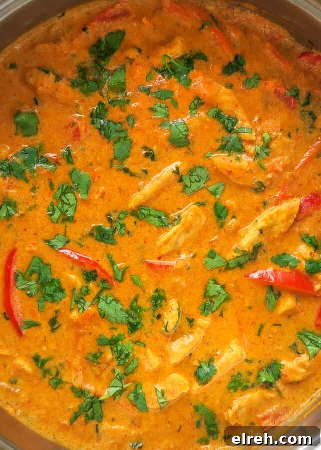 30-Minute One-Pot Thai Red Curry Chicken 10 Overhead shot of Thai Red Curry Chicken in a skillet