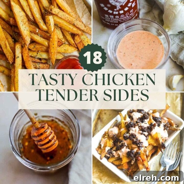 22 Delicious Sides to Serve with Chicken Wings 26 18 tasty chicken tender sides, including seasoned fries, spicy sriracha aioli, animal-style fries, and spicy hot honey.