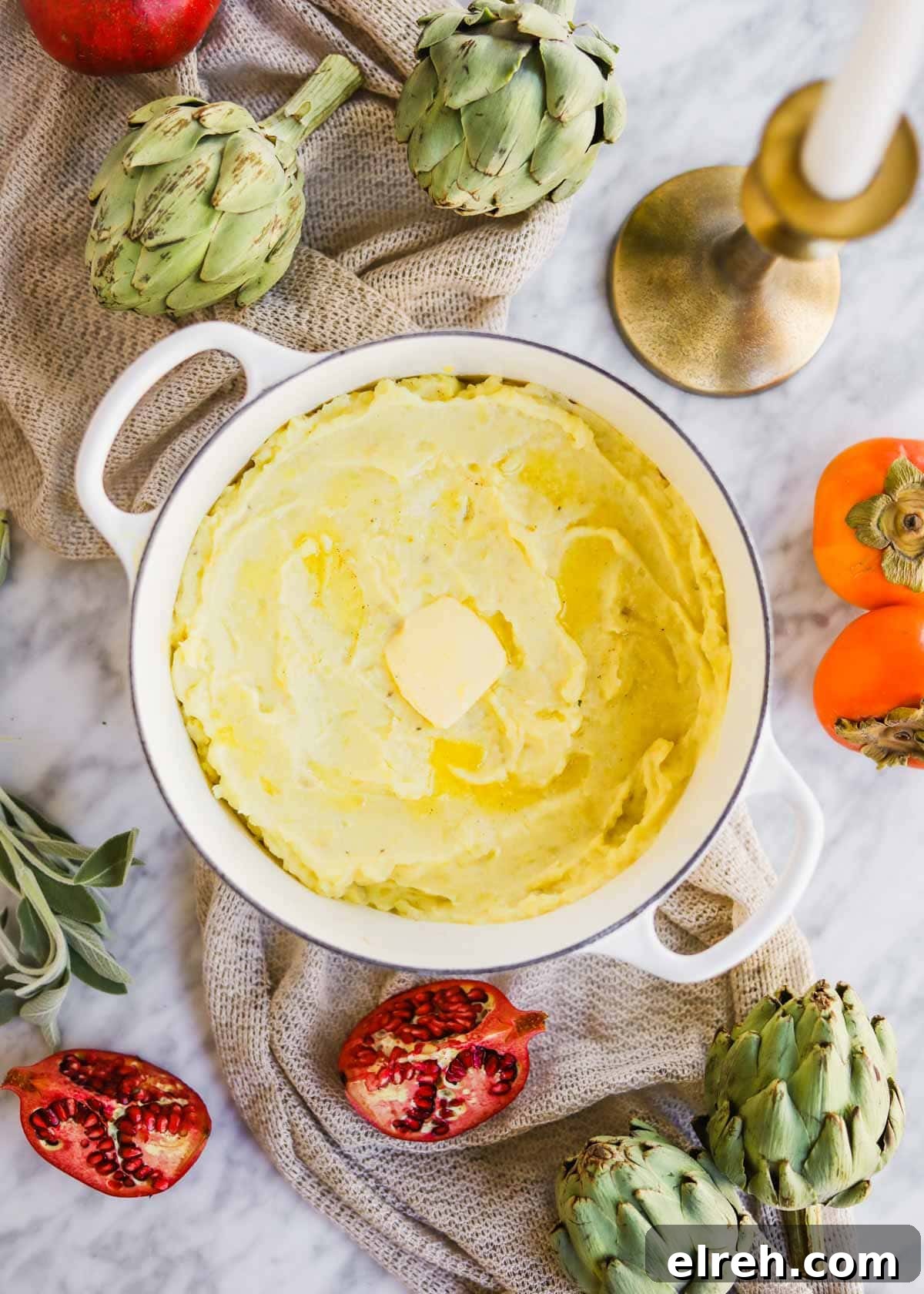 22 Delicious Sides to Serve with Chicken Wings 6 Miso mashed potatoes in a white le creuset dutch oven.