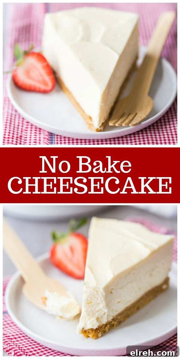 pinterest collage image for no bake cheesecake