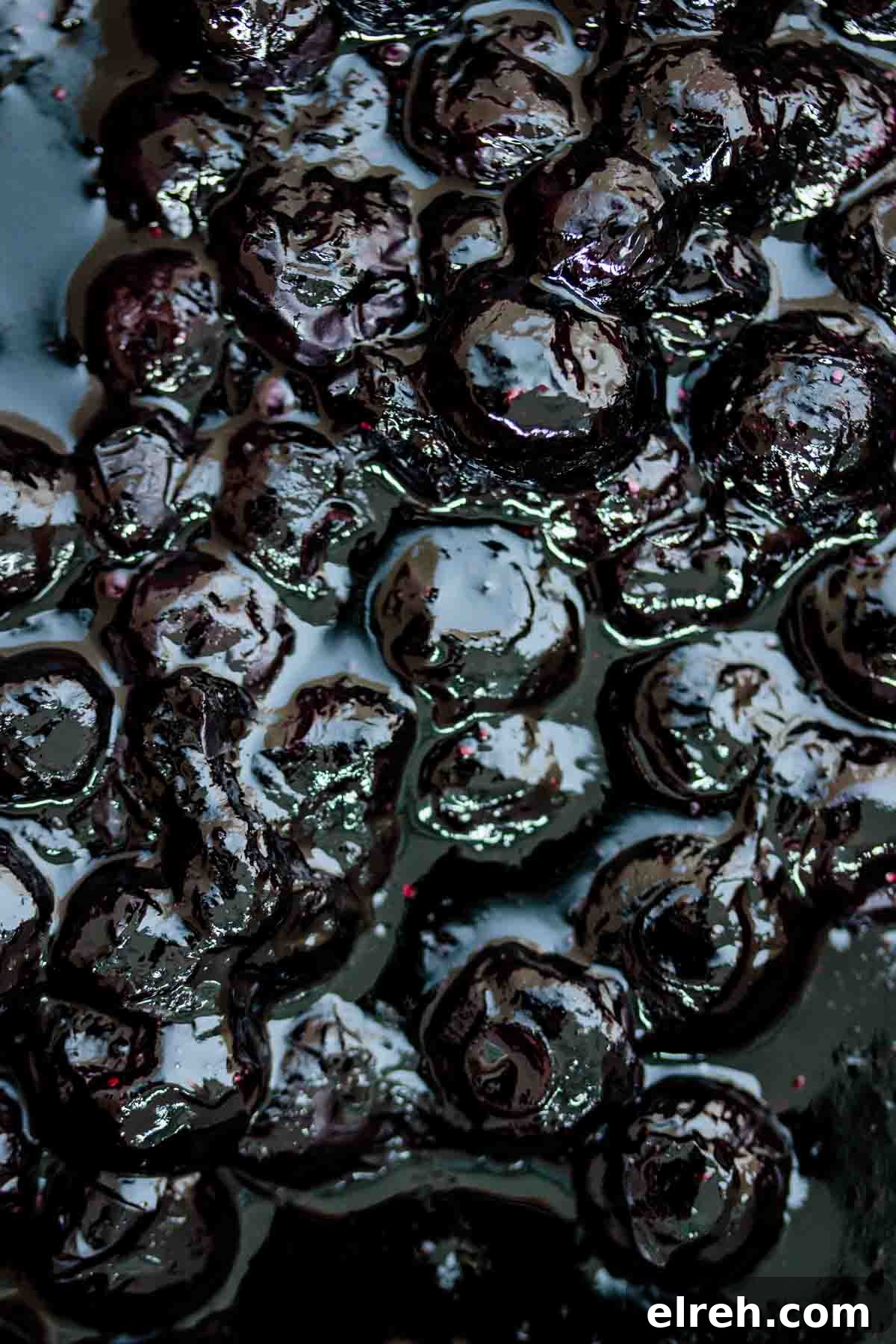 Close up on cooked blueberries