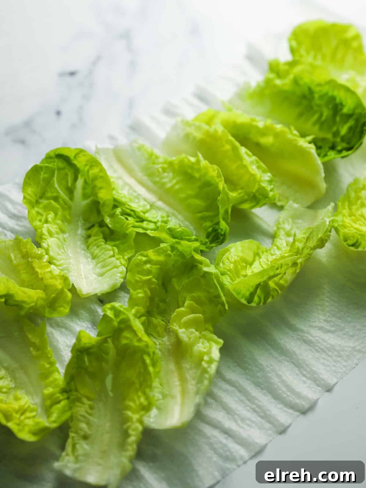 Vegan San Choy Bau Lettuce Cups 11 Photo of lettuce leaves drying on kitchen towel.