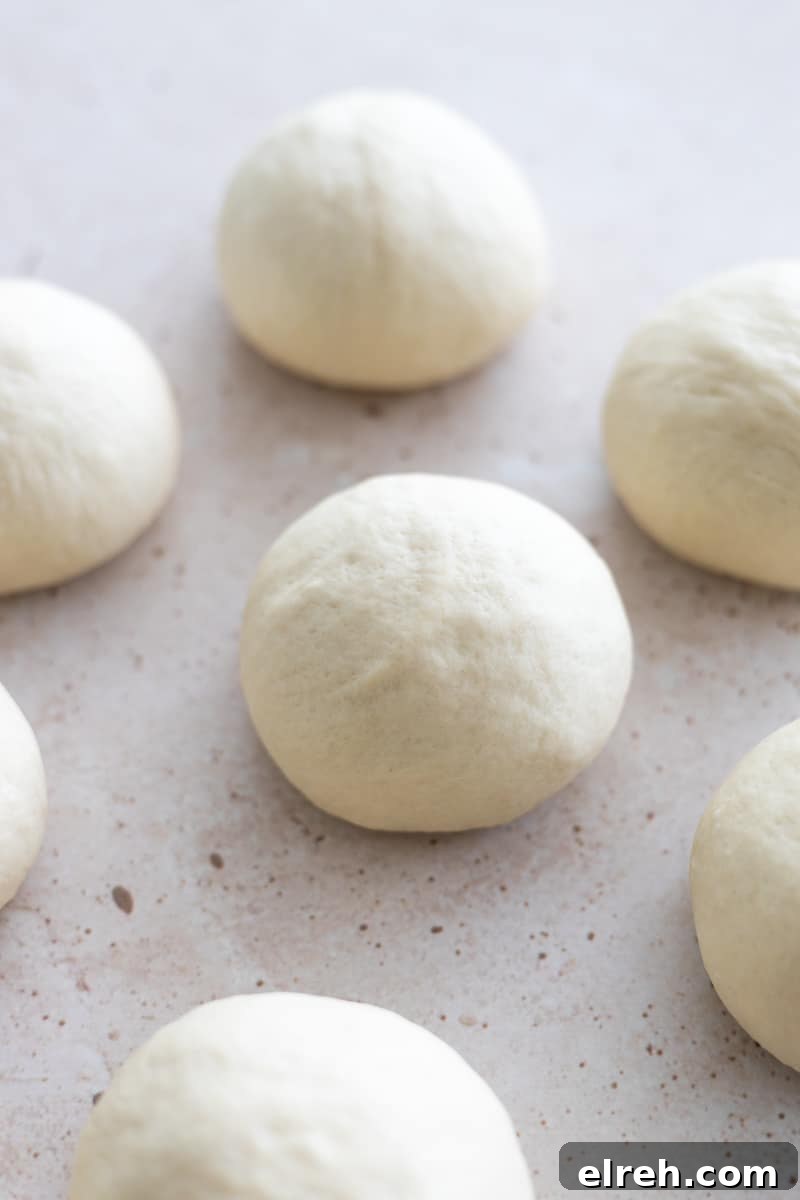 Dough pieces shaped into balls. 
