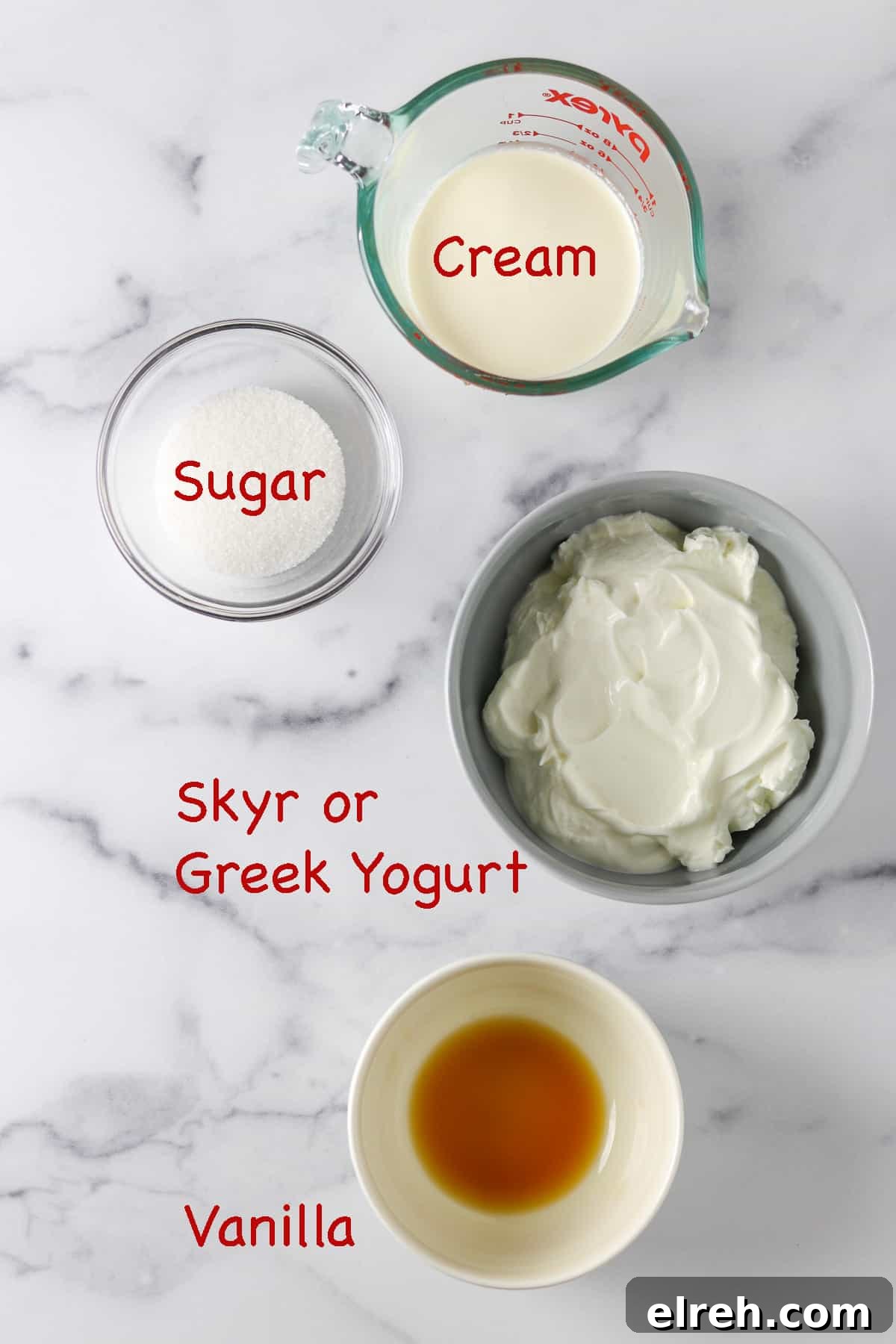 Labeled ingredients for Whipped Vanilla Cream Skyr.