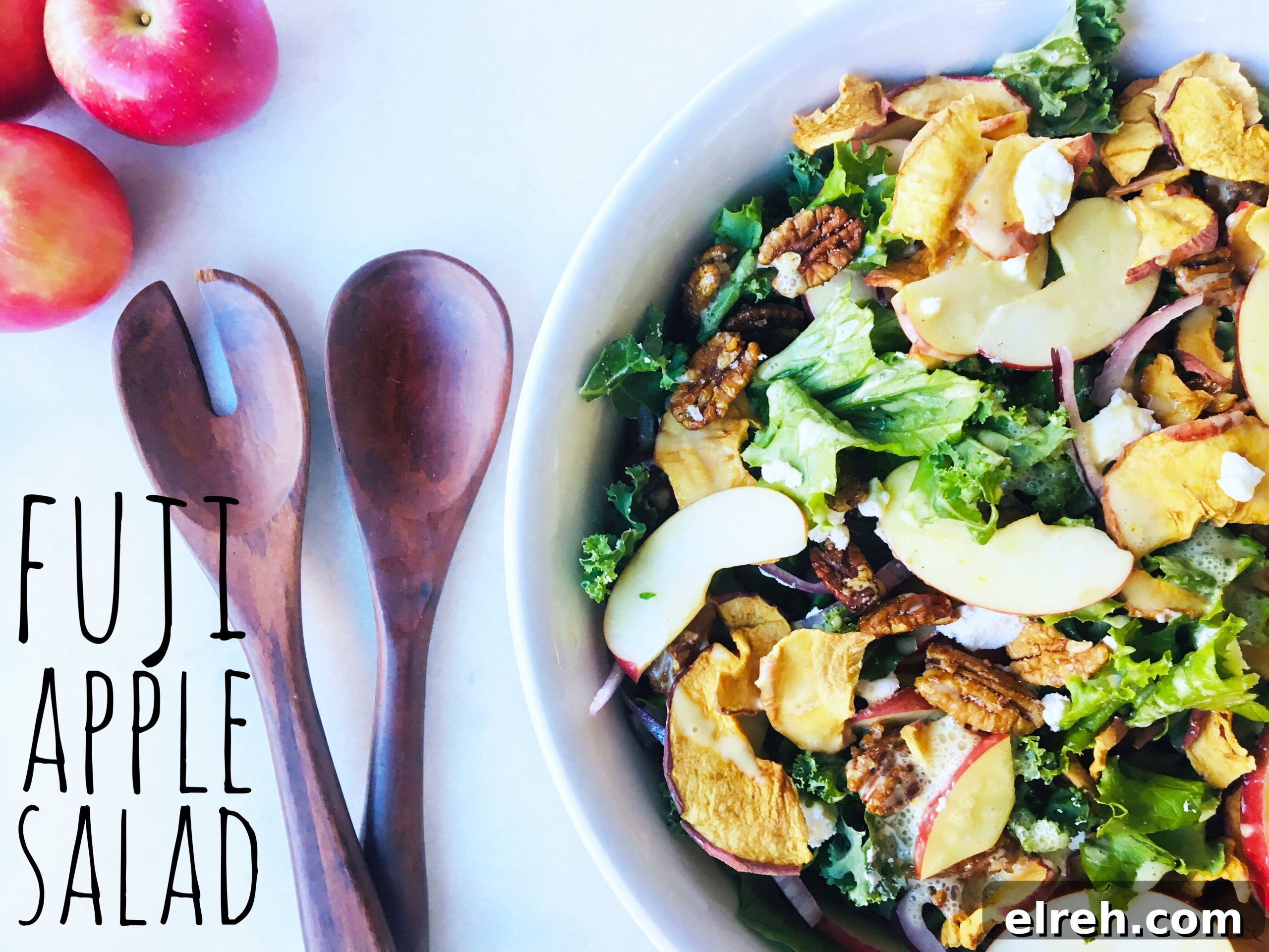 Cherry Vinaigrette Dressing with Balsamic and Honey 8 try our green salad tossed with fresh fuji apples, apple chips, toasted pecans, feta cheese and a Fuji Apple dressing