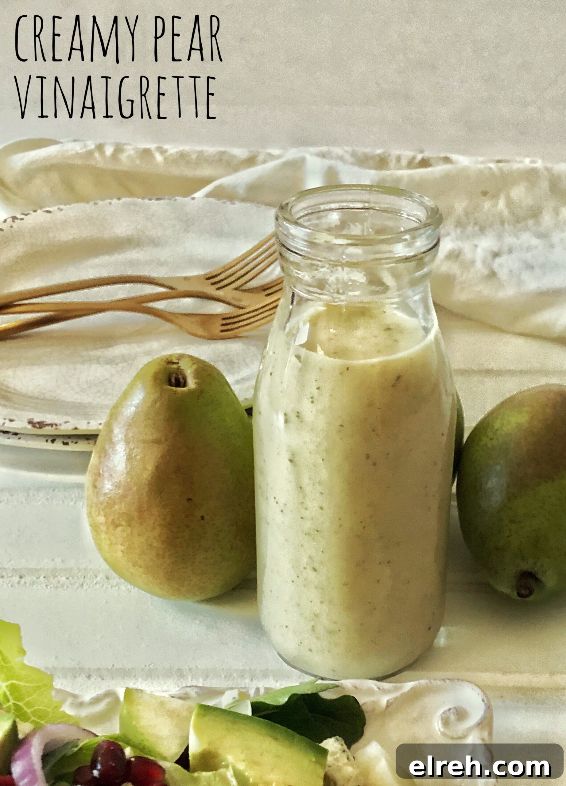 Cherry Vinaigrette Dressing with Balsamic and Honey 9 creamy pear vinaigrette in bottle with fresh pears