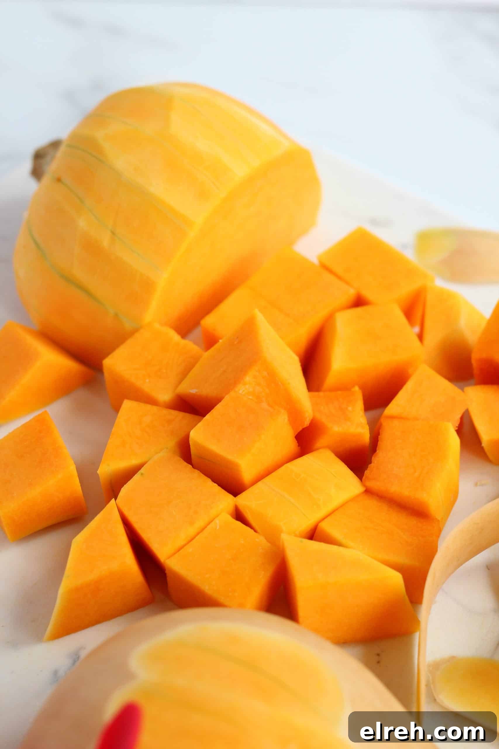 butternut squash cut in squares