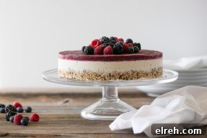 raw mixed berry and vanilla bean cheesecake
