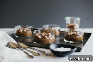 Chocolate avocado pudding with hazelnuts and sea salt. The most delicious fast and healthy dessert! Dairy-free, vegan and paleo.