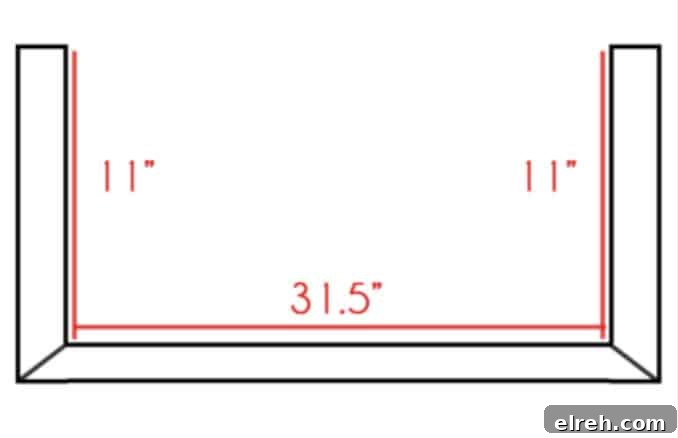 Turn IKEA Billy Bookcases into Built-In Shelving 13 layout diagram of crown molding on shelf.