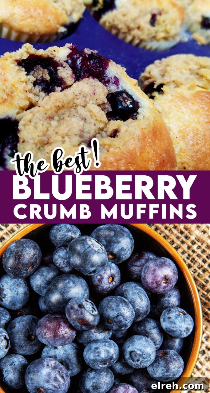 Blueberry Muffins with Buttery Crumble Topping 6 Stack of blueberry muffins
