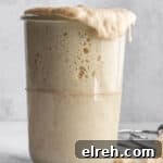 How to Build a Garden Trellis: Step-by-Step Guide 21 A tall jar with a sourdough starter pouring over the top.