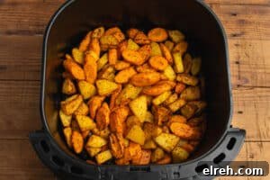 Cooked carrots and potatoes in the air fryer.