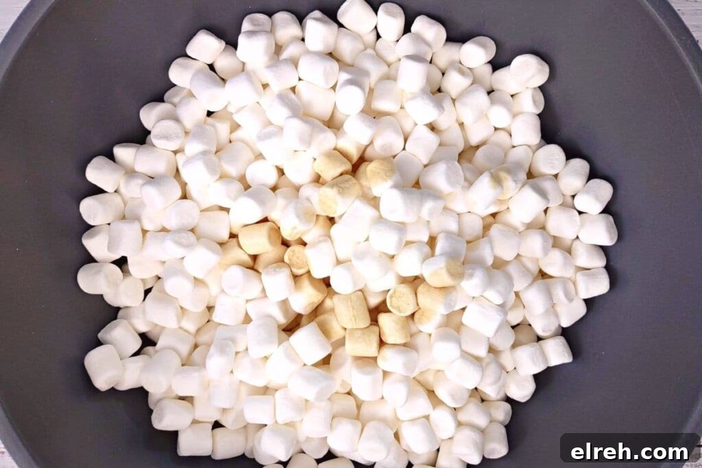 add vanilla and marshmallows to melted butter