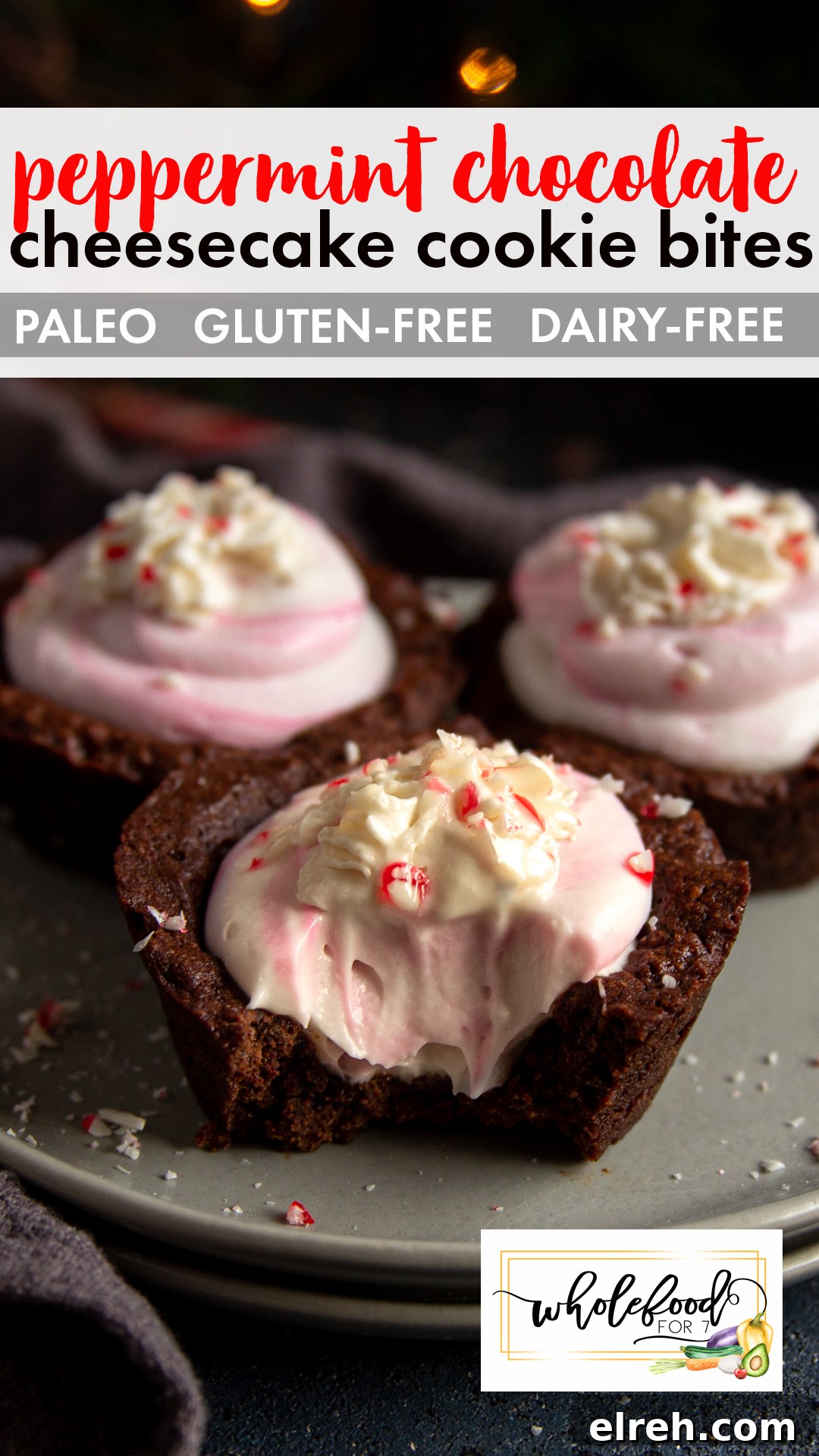 Peppermint Chocolate Cheesecake Cookie Bites - gluten-free, dairy-free, paleo, grain-free