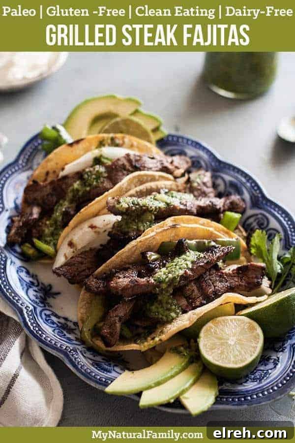 Paleo Grilled Steak Fajitas with Chimichurri Sauce 2 Paleo Grilled Steak Fajitas Recipe with Grilled Steak and Chimichurri Sauce