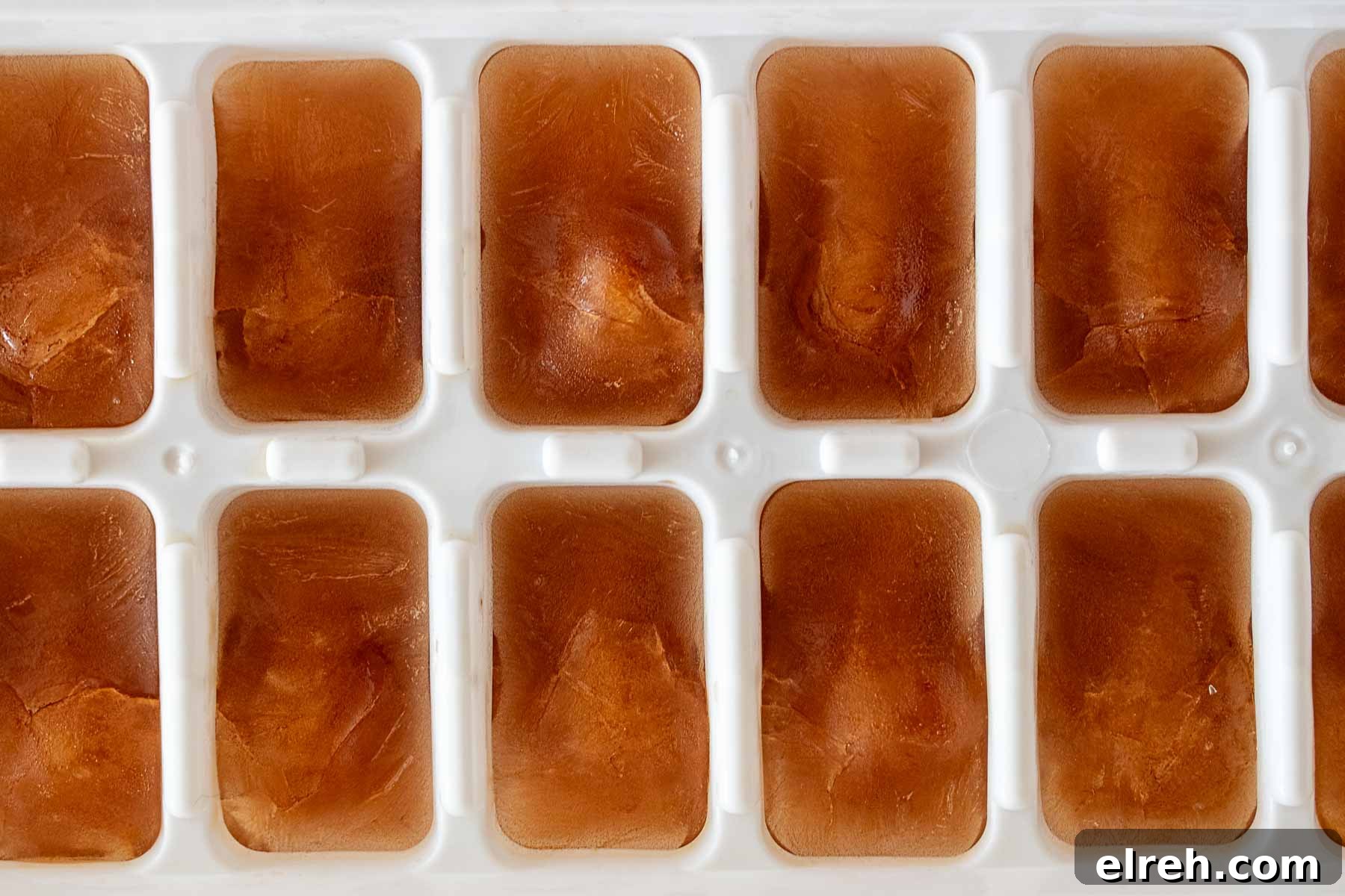 How to Make Tea Ice Cubes for Iced Tea, Lattes and Cocktails 6 Tea ice cubes set in ice tray.