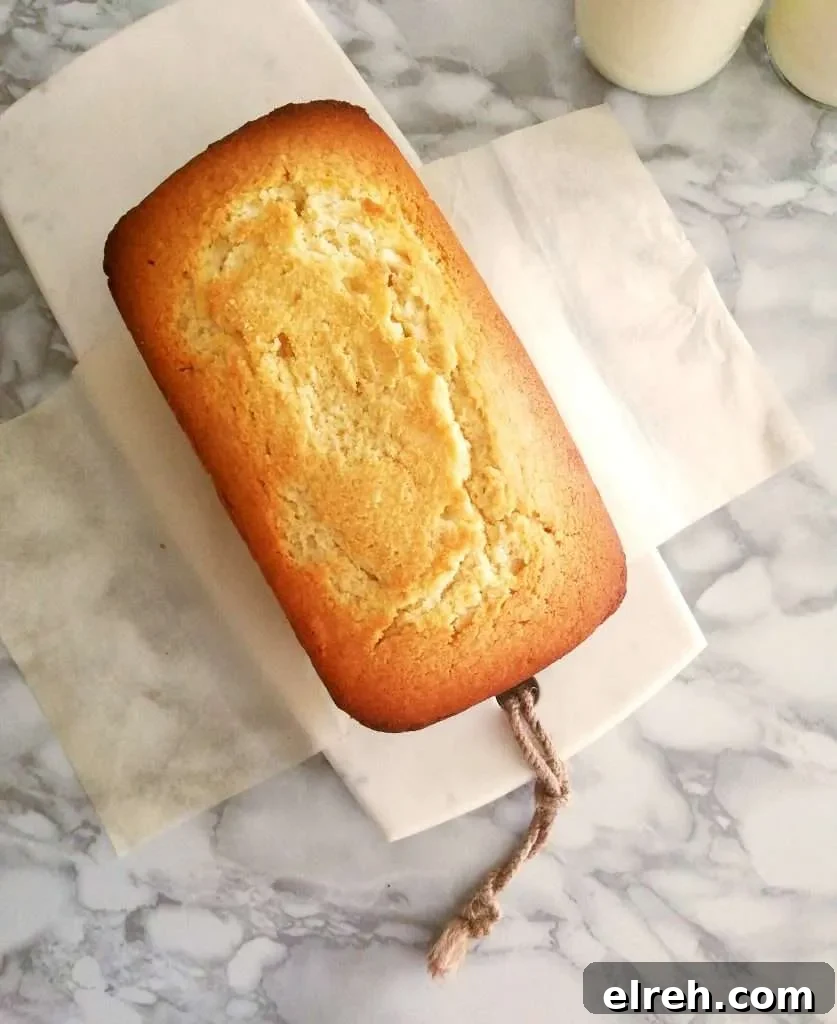Moist Sour Cream Pound Cake Recipe 4 baked sour cream pound cake overhead photo