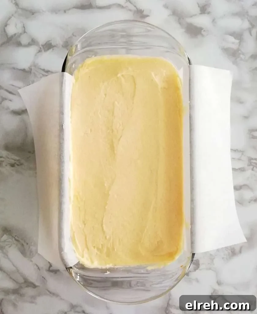 Moist Sour Cream Pound Cake Recipe 7 sour cream pound cake batter in loaf pan