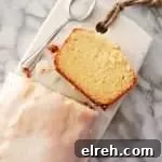 sour cream pound cake overhead image of slice 2