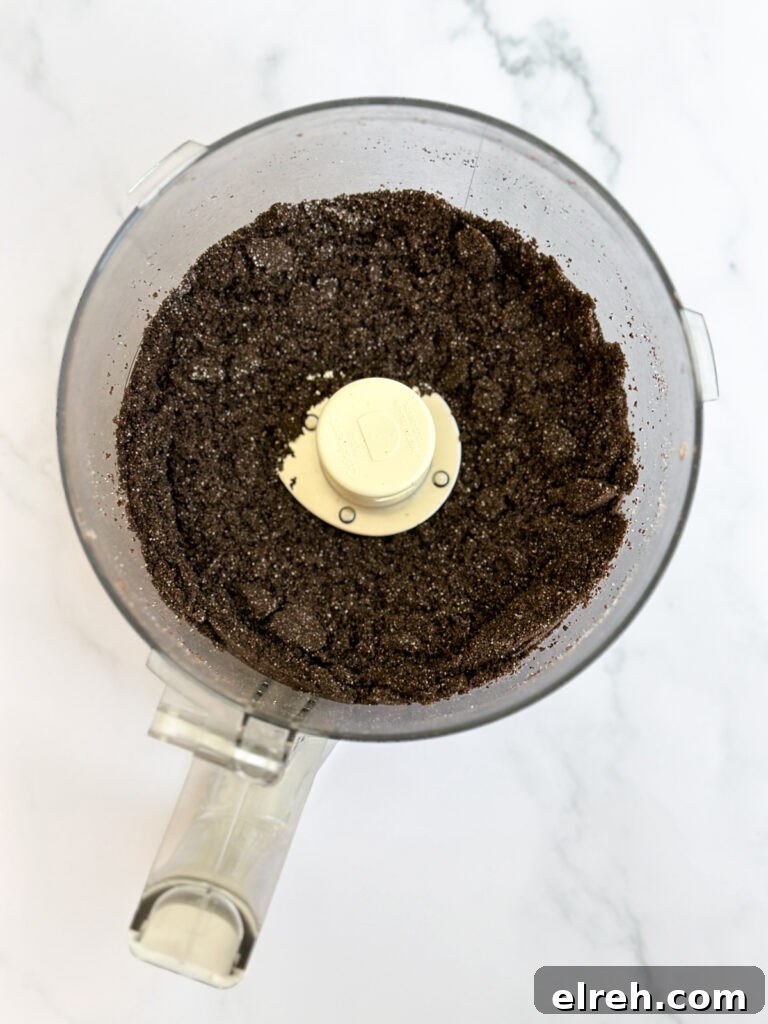 oreo cookies crushed in a food processor.