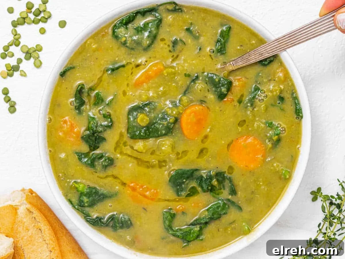Classic Split Pea Soup Recipe with Ham 12 Split peas soup with spinach and hand