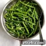garlic green beans in skillet
