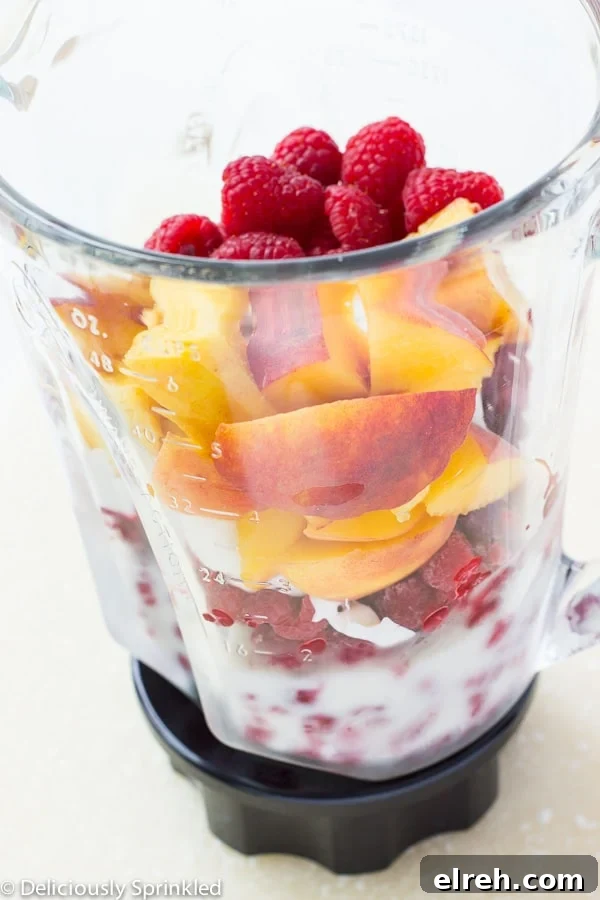 Refreshing Raspberry Peach Smoothie Recipe 4 Raspberry Peach Smoothie