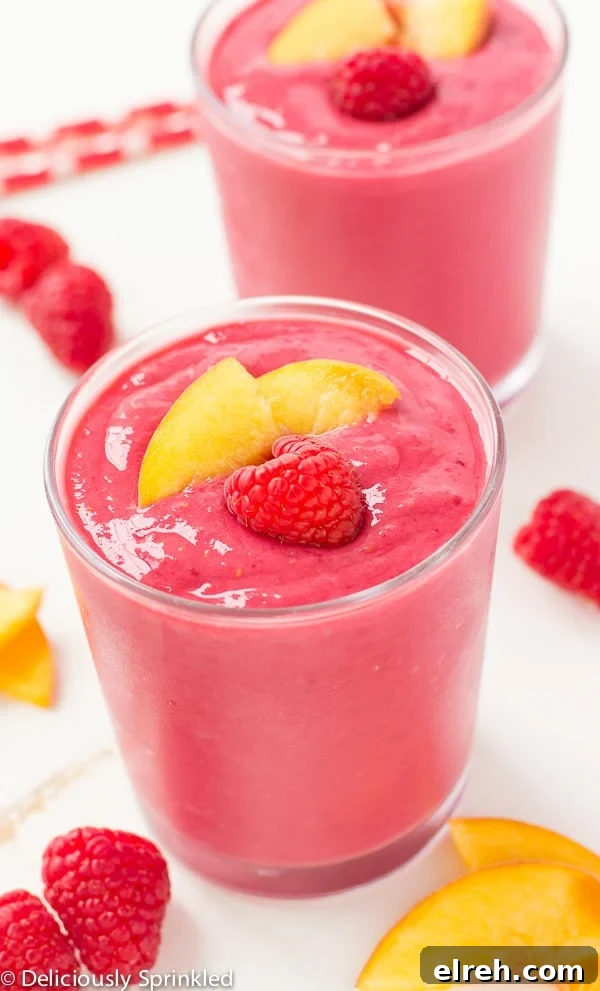 Refreshing Raspberry Peach Smoothie Recipe 7 RASPBERRY PEACH SMOOTHIE