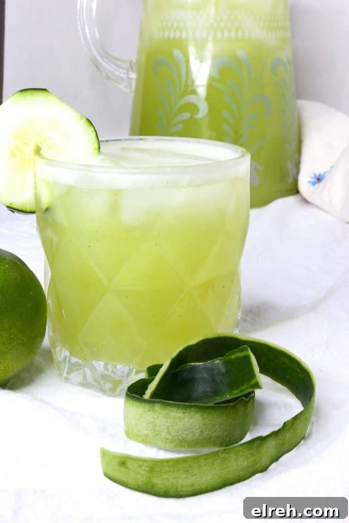 Glass of cucumber lime agua fresca