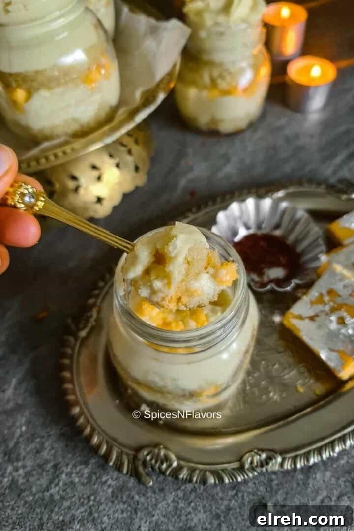 a slice of cake scooped in a spoon