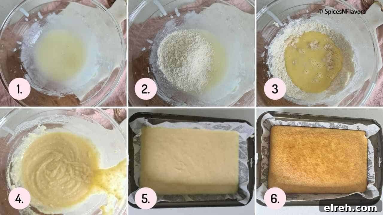 collage of images showing how to prepare the cake base
