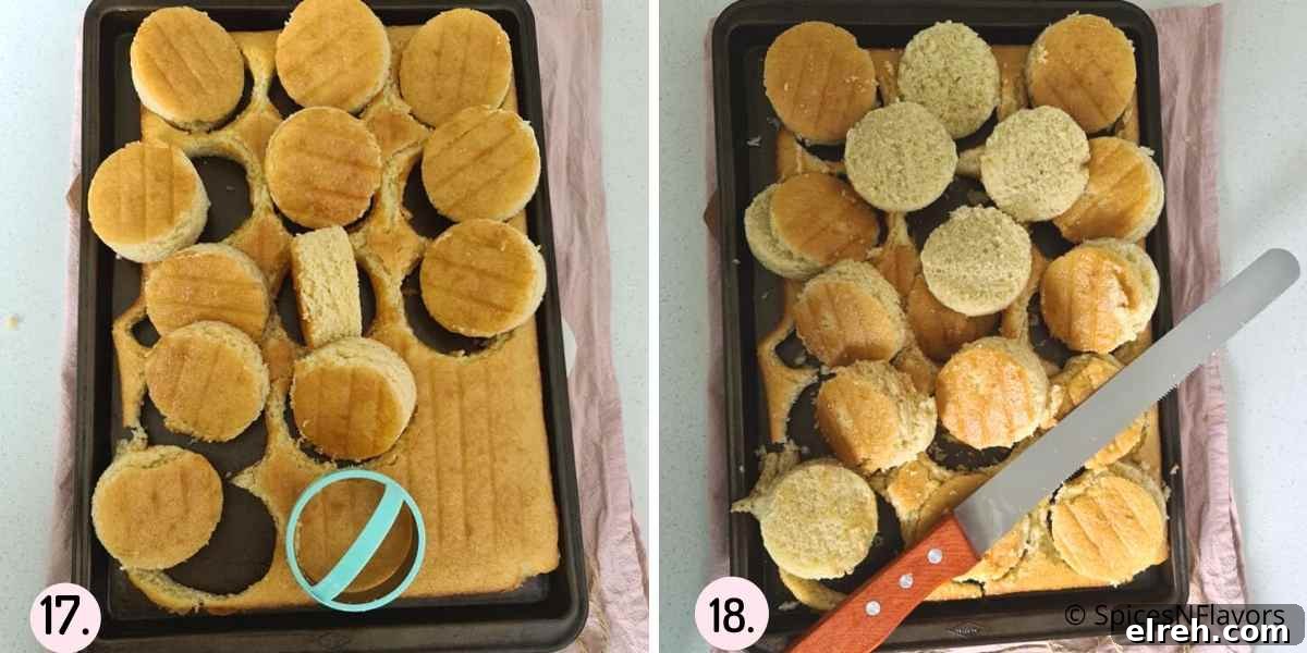 collage of images showing how to cut a sheet cake using cookie cutter