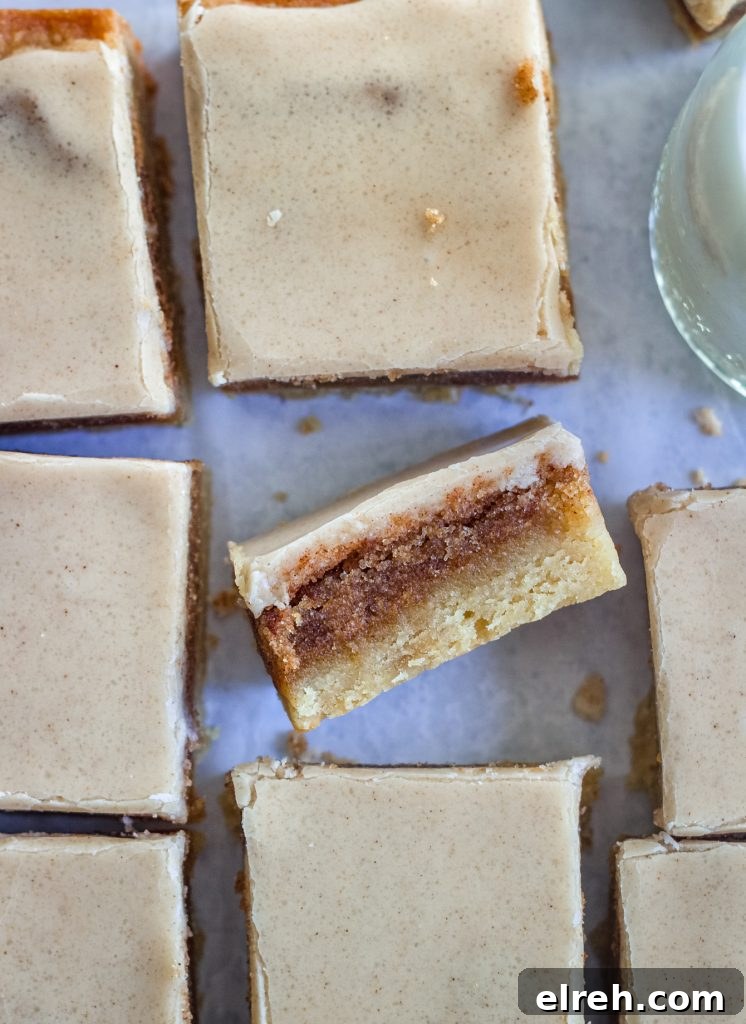 Gooey Brown Sugar Pop-Tart Blondies Recipe 3 Close-up of blondie bar with brown sugar filling