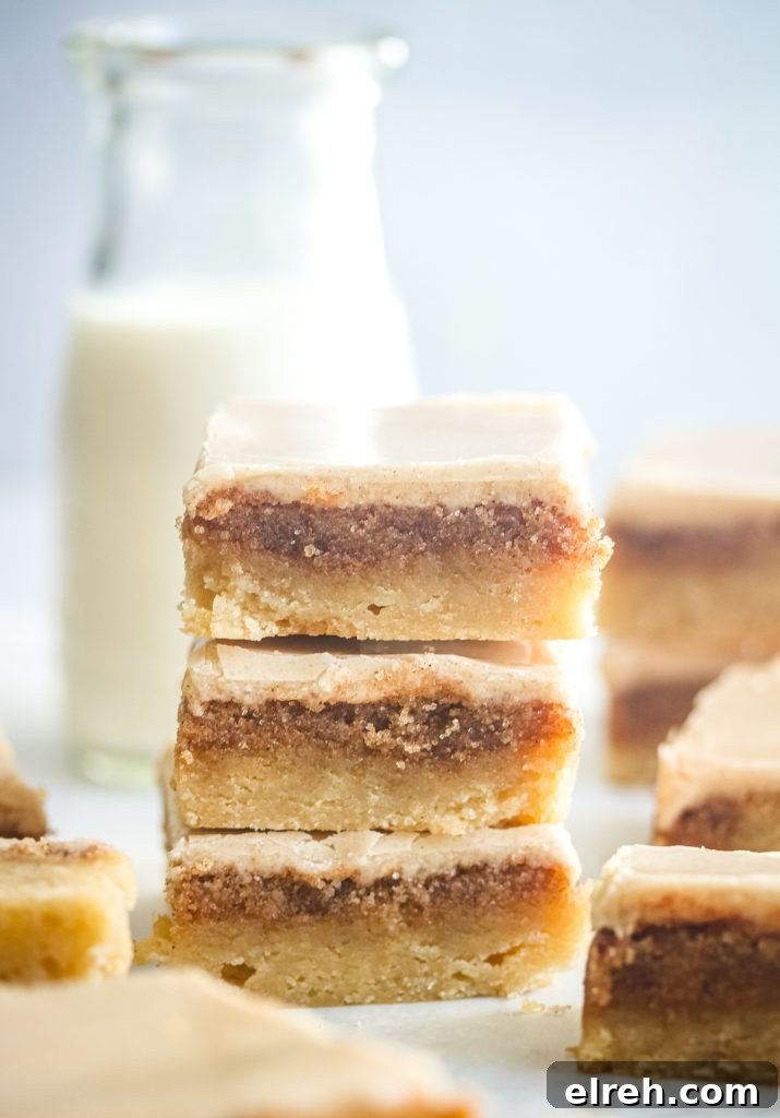 Gooey Brown Sugar Pop-Tart Blondies Recipe 4 Stacked blondie bars showing layers