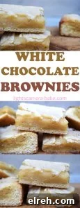 Fudgy White Chocolate Brownies with Vanilla Swirl 6 White Chocolate Brownies are fudgy, gooey and the white chocolate version of classic fudgy brownies. They’re sweet and perfection. #whitechocolatebrownies #whitechocolateblondies #whitechocolate