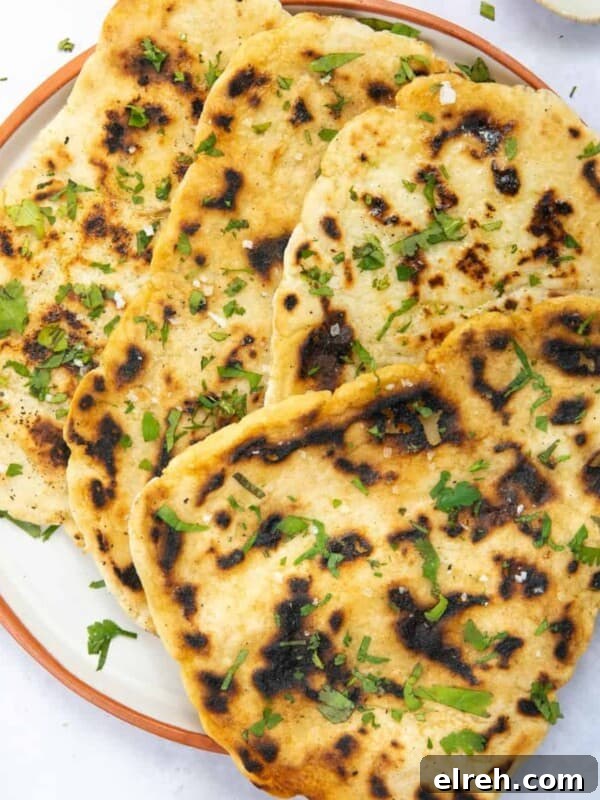 Gluten-Free Seeded Loaf Recipe with Flax, Sunflower and Chia 13 Gluten free naan bread on a plate displayed on white background.