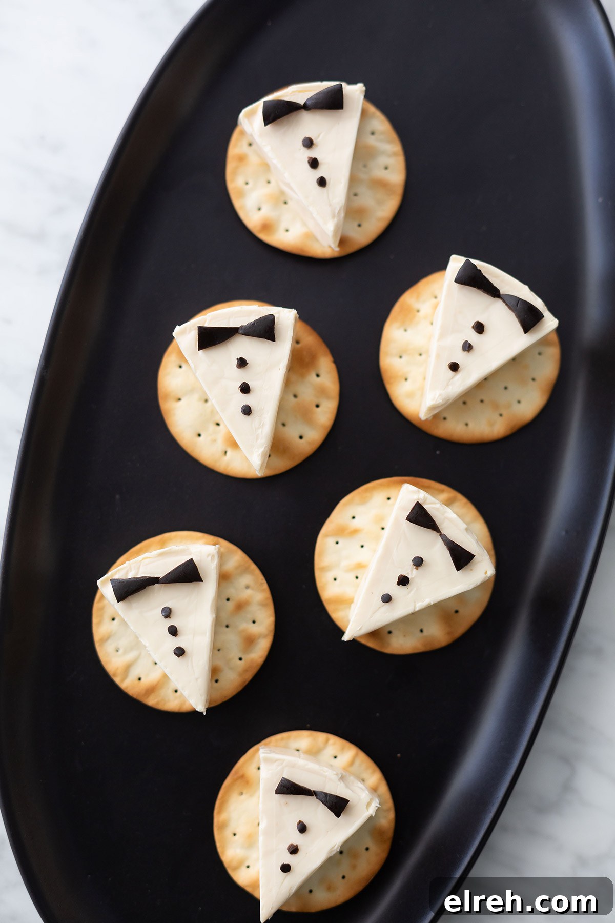 Tuxedo Cheese Crackers for Parties 5 Elegant New Year’s Eve cheese appetizer