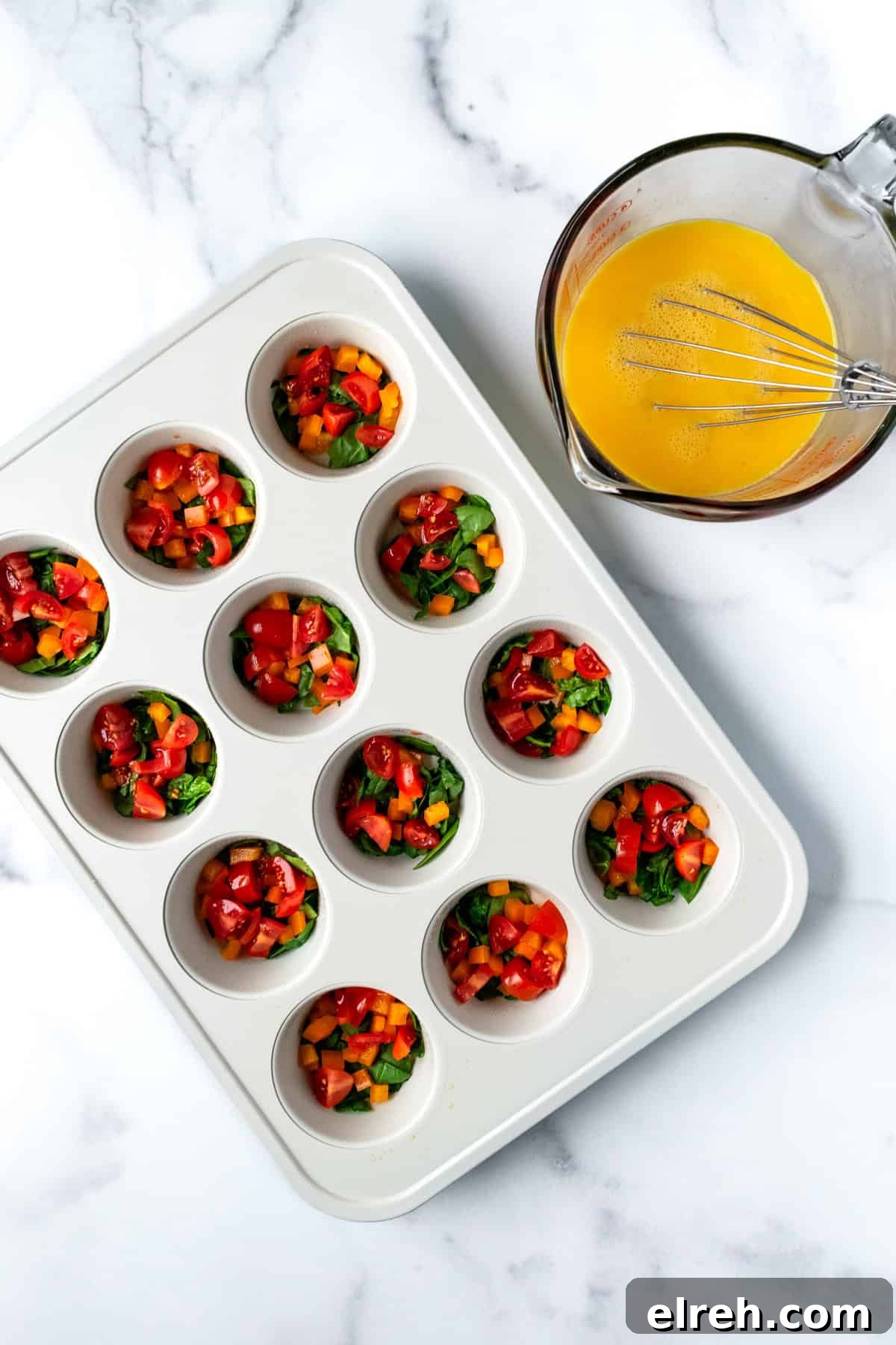 Process of How to Make Veggie Egg Bites.