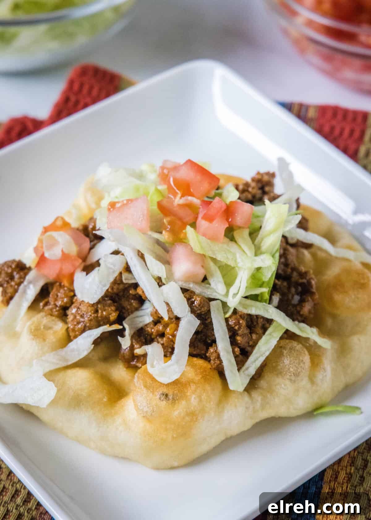 looking down on fry bread taco